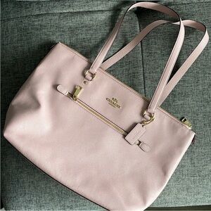 Coach Pale Pink Leather Tote with Gold Hardware